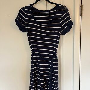 Navy and White Striped Dress